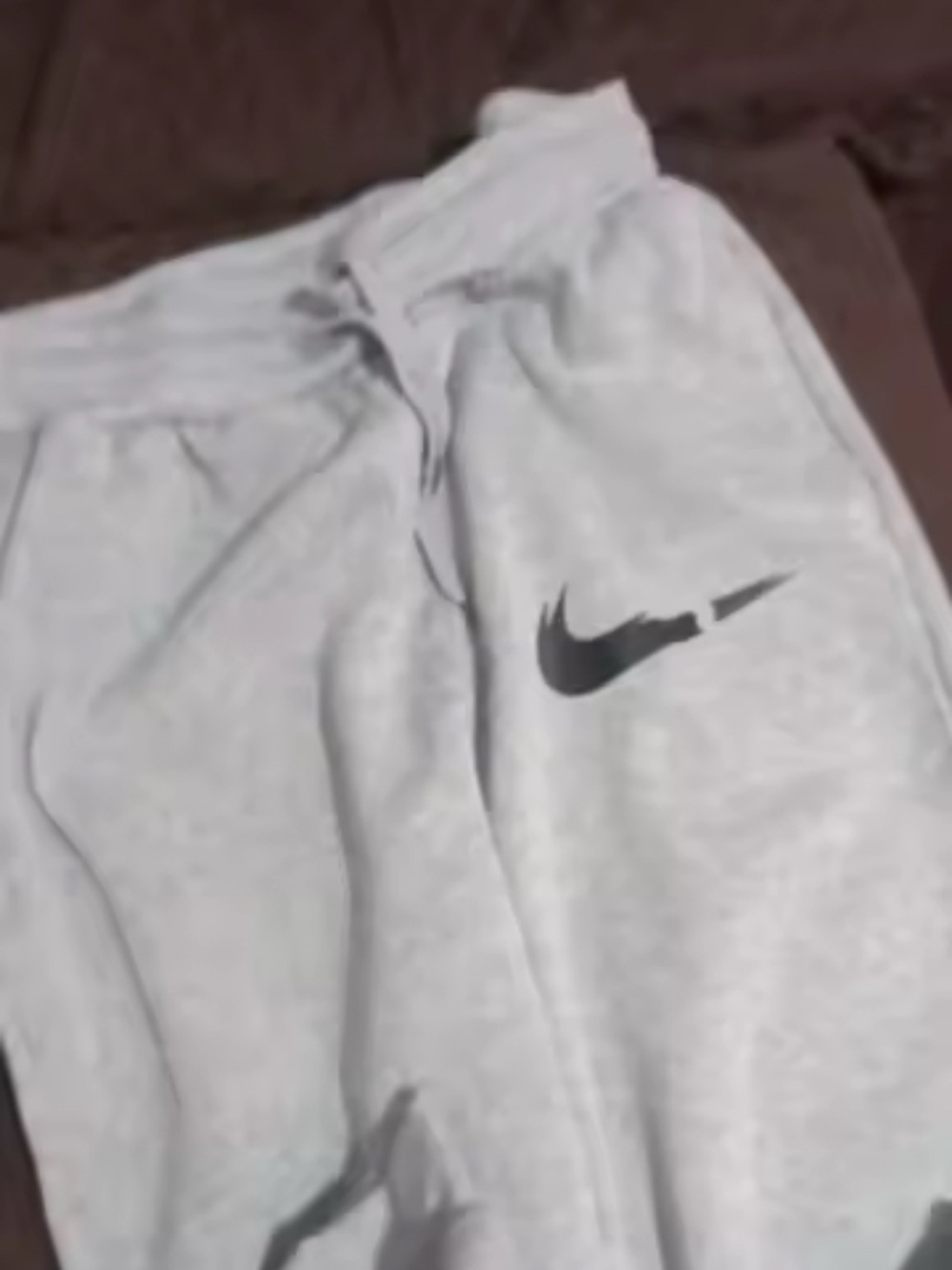 Nike Youth Light Gray Fleece Joggers with Black Swoosh